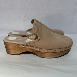 Dolce Vita Studded Clog Camel Nubuck Slip On Heeled‎ Mules Size 10 MISSING STUD